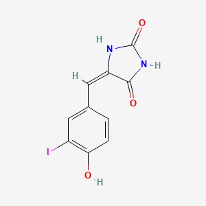 molecular formula C10H7IN2O3 B5556463 (5E)-5-[(4-hydroxy-3-iodophenyl)methylidene]imidazolidine-2,4-dione 