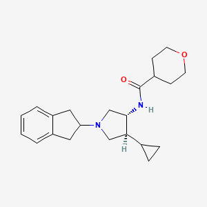 molecular formula C22H30N2O2 B5557224 N-[(3R,4S)-4-cyclopropyl-1-(2,3-dihydro-1H-inden-2-yl)pyrrolidin-3-yl]oxane-4-carboxamide 