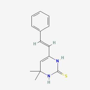 molecular formula C14H16N2S B5557299 4,4-DIMETHYL-6-[(E)-2-PHENYL-1-ETHENYL]-3,4-DIHYDRO-2(1H)-PYRIMIDINETHIONE 