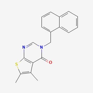molecular formula C19H16N2OS B5557303 5,6-Dimethyl-3-(naphthalen-1-ylmethyl)thieno[2,3-d]pyrimidin-4-one 