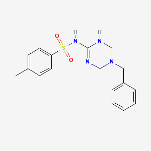 molecular formula C17H20N4O2S B5557577 N-(5-benzyl-1,4,5,6-tetrahydro-1,3,5-triazin-2-yl)-4-methylbenzenesulfonamide 