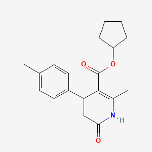 molecular formula C19H23NO3 B5557673 Cyclopentyl 2-methyl-4-(4-methylphenyl)-6-oxo-1,4,5,6-tetrahydropyridine-3-carboxylate 