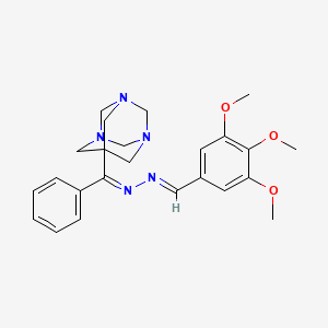 molecular formula C24H29N5O3 B5557694 (E)-1-phenyl-1-(1,3,5-triazatricyclo[3.3.1.13,7]decan-7-yl)-N-[(E)-(3,4,5-trimethoxyphenyl)methylideneamino]methanimine 