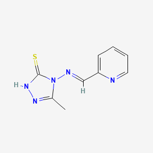 molecular formula C9H9N5S B5557702 3-methyl-4-[(E)-pyridin-2-ylmethylideneamino]-1H-1,2,4-triazole-5-thione 