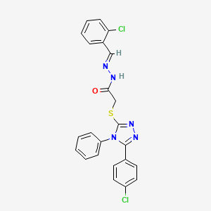 molecular formula C23H17Cl2N5OS B5557756 N'-[(E)-(2-chlorophenyl)methylidene]-2-{[5-(4-chlorophenyl)-4-phenyl-4H-1,2,4-triazol-3-yl]sulfanyl}acetohydrazide 