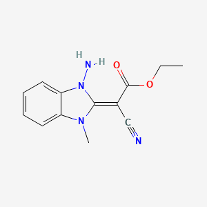 molecular formula C13H14N4O2 B5557849 ethyl (2Z)-(1-amino-3-methyl-1,3-dihydro-2H-benzimidazol-2-ylidene)(cyano)ethanoate 