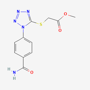 molecular formula C11H11N5O3S B5557876 Methyl 2-[1-(4-carbamoylphenyl)tetrazol-5-yl]sulfanylacetate 