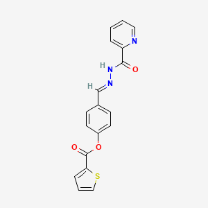 molecular formula C18H13N3O3S B5557889 [4-[(E)-(pyridine-2-carbonylhydrazinylidene)methyl]phenyl] thiophene-2-carboxylate 