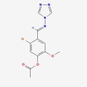 molecular formula C12H11BrN4O3 B5557935 [5-bromo-2-methoxy-4-[(E)-1,2,4-triazol-4-yliminomethyl]phenyl] acetate 