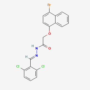 molecular formula C19H13BrCl2N2O2 B5557993 2-(4-bromonaphthalen-1-yl)oxy-N-[(E)-(2,6-dichlorophenyl)methylideneamino]acetamide 