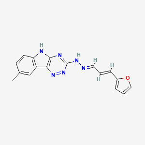 molecular formula C17H14N6O B5558270 N-[(E)-[(E)-3-(furan-2-yl)prop-2-enylidene]amino]-8-methyl-5H-[1,2,4]triazino[5,6-b]indol-3-amine 