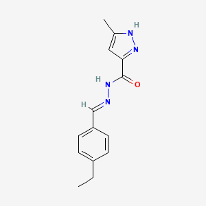 molecular formula C14H16N4O B5558430 N'-[(E)-(4-ethylphenyl)methylidene]-3-methyl-1H-pyrazole-5-carbohydrazide 