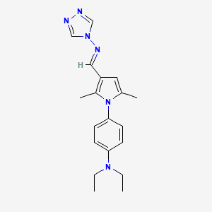 molecular formula C19H24N6 B5558625 N-[(E)-{1-[4-(diethylamino)phenyl]-2,5-dimethyl-1H-pyrrol-3-yl}methylidene]-4H-1,2,4-triazol-4-amine 