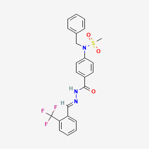 molecular formula C23H20F3N3O3S B5558725 4-[benzyl(methylsulfonyl)amino]-N-[(E)-[2-(trifluoromethyl)phenyl]methylideneamino]benzamide 