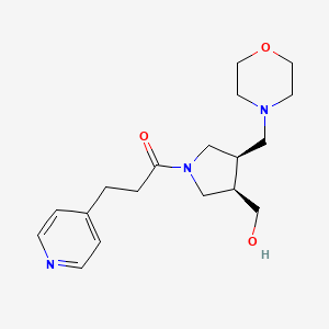 molecular formula C18H27N3O3 B5558756 1-[(3R,4R)-3-(hydroxymethyl)-4-(morpholin-4-ylmethyl)pyrrolidin-1-yl]-3-pyridin-4-ylpropan-1-one 