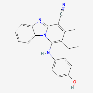 molecular formula C21H18N4O B5558872 2-Ethyl-1-(4-hydroxyanilino)-3-methylpyrido[1,2-a]benzimidazole-4-carbonitrile 