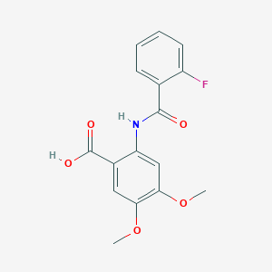molecular formula C16H14FNO5 B5558893 2-(2-FLUOROBENZAMIDO)-4,5-DIMETHOXYBENZOIC ACID 