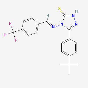 molecular formula C20H19F3N4S B5558963 5-(4-tert-butylphenyl)-4-({(E)-[4-(trifluoromethyl)phenyl]methylidene}amino)-4H-1,2,4-triazole-3-thiol 