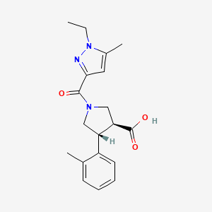 molecular formula C19H23N3O3 B5558974 (3S,4R)-1-(1-ethyl-5-methylpyrazole-3-carbonyl)-4-(2-methylphenyl)pyrrolidine-3-carboxylic acid 