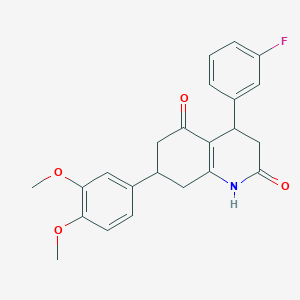 molecular formula C23H22FNO4 B5559125 7-(3,4-DIMETHOXYPHENYL)-4-(3-FLUOROPHENYL)-1,2,3,4,5,6,7,8-OCTAHYDROQUINOLINE-2,5-DIONE 