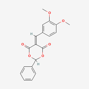 molecular formula C19H16O6 B5559141 5-[(3,4-Dimethoxyphenyl)methylidene]-2-phenyl-1,3-dioxane-4,6-dione 