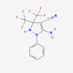 molecular formula C12H8F6N4 B5559169 5-AMINO-1-PHENYL-3,3-BIS(TRIFLUOROMETHYL)-2,3-DIHYDRO-1H-PYRAZOL-4-YL CYANIDE 