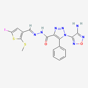 molecular formula C17H13IN8O2S2 B5559196 1-(4-Amino-1,2,5-oxadiazol-3-YL)-N'-[(E)-[5-iodo-2-(methylsulfanyl)thiophen-3-YL]methylidene]-5-phenyl-1H-1,2,3-triazole-4-carbohydrazide 