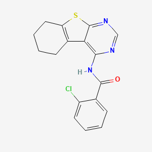 molecular formula C17H14ClN3OS B5559247 2-CHLORO-N~1~-(5,6,7,8-TETRAHYDRO[1]BENZOTHIENO[2,3-D]PYRIMIDIN-4-YL)BENZAMIDE 