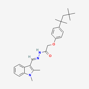 molecular formula C27H35N3O2 B5559277 N'-[(E)-(1,2-dimethyl-1H-indol-3-yl)methylidene]-2-[4-(2,4,4-trimethylpentan-2-yl)phenoxy]acetohydrazide 