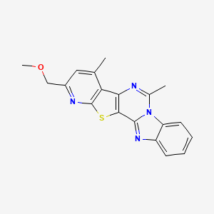 molecular formula C19H16N4OS B5559363 6-(methoxymethyl)-8,12-dimethyl-3-thia-5,11,13,20-tetrazapentacyclo[11.7.0.02,10.04,9.014,19]icosa-1(20),2(10),4(9),5,7,11,14,16,18-nonaene CAS No. 294876-54-3
