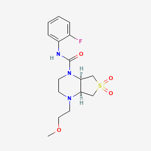 molecular formula C16H22FN3O4S B5559406 (4aR,7aS)-N-(2-fluorophenyl)-1-(2-methoxyethyl)-6,6-dioxo-2,3,4a,5,7,7a-hexahydrothieno[3,4-b]pyrazine-4-carboxamide 