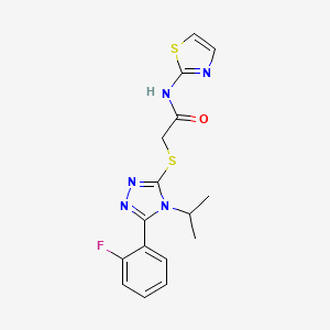 molecular formula C16H16FN5OS2 B5559502 2-{[5-(2-fluorophenyl)-4-(propan-2-yl)-4H-1,2,4-triazol-3-yl]sulfanyl}-N-(1,3-thiazol-2-yl)acetamide 