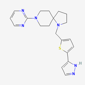molecular formula C20H24N6S B5559540 1-[[5-(1H-pyrazol-5-yl)thiophen-2-yl]methyl]-8-pyrimidin-2-yl-1,8-diazaspiro[4.5]decane 