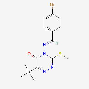 molecular formula C15H17BrN4OS B5559566 4-((4-BR-BENZYLIDENE)-AMINO)-6-TERT-BU-3-METHYLSULFANYL-4H-(1,2,4)TRIAZIN-5-ONE 