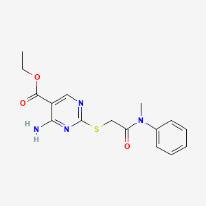 molecular formula C16H18N4O3S B5559659 ethyl 4-amino-2-({[methyl(phenyl)carbamoyl]methyl}sulfanyl)pyrimidine-5-carboxylate 