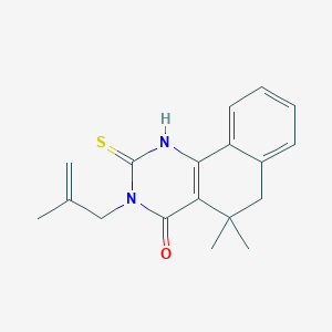 molecular formula C18H20N2OS B5559732 5,5-DIMETHYL-3-(2-METHYLPROP-2-EN-1-YL)-2-SULFANYLIDENE-1H,2H,3H,4H,5H,6H-BENZO[H]QUINAZOLIN-4-ONE 