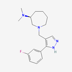 molecular formula C18H25FN4 B5559785 (3S)-1-[[5-(3-fluorophenyl)-1H-pyrazol-4-yl]methyl]-N,N-dimethylazepan-3-amine 