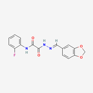 molecular formula C16H12FN3O4 B5559796 N'-[(E)-1,3-benzodioxol-5-ylmethylideneamino]-N-(2-fluorophenyl)oxamide 