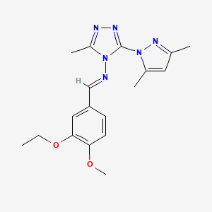 molecular formula C18H22N6O2 B5559805 3-(3,5-dimethyl-1H-pyrazol-1-yl)-N-(3-ethoxy-4-methoxybenzylidene)-5-methyl-4H-1,2,4-triazol-4-amine 