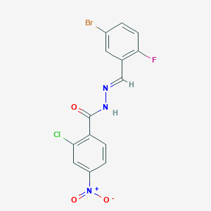 molecular formula C14H8BrClFN3O3 B5559855 N-[(E)-(5-bromo-2-fluorophenyl)methylideneamino]-2-chloro-4-nitrobenzamide 