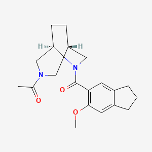molecular formula C20H26N2O3 B5560081 1-[(1S,5R)-6-(6-methoxy-2,3-dihydro-1H-indene-5-carbonyl)-3,6-diazabicyclo[3.2.2]nonan-3-yl]ethanone 