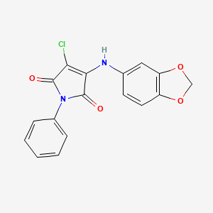 molecular formula C17H11ClN2O4 B5560096 3-(benzo[d][1,3]dioxol-5-ylamino)-4-chloro-1-phenyl-1H-pyrrole-2,5-dione 
