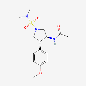 molecular formula C15H23N3O4S B5560232 N-[(3S,4R)-1-(dimethylsulfamoyl)-4-(4-methoxyphenyl)pyrrolidin-3-yl]acetamide 