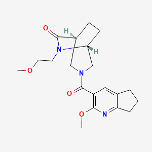 molecular formula C20H27N3O4 B5560266 (1S,5R)-3-(2-methoxy-6,7-dihydro-5H-cyclopenta[b]pyridine-3-carbonyl)-6-(2-methoxyethyl)-3,6-diazabicyclo[3.2.2]nonan-7-one 
