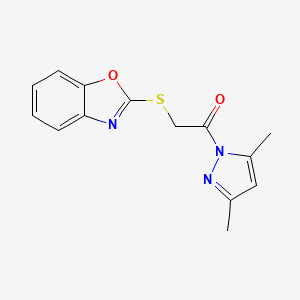 molecular formula C14H13N3O2S B5560316 1H-Pyrazole, 1-[(2-benzoxazolylthio)acetyl]-3,5-dimethyl- CAS No. 113546-64-8
