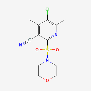 molecular formula C12H14ClN3O3S B5560333 5-CHLORO-4,6-DIMETHYL-2-(MORPHOLINE-4-SULFONYL)PYRIDINE-3-CARBONITRILE 