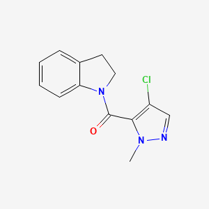 molecular formula C13H12ClN3O B5560647 (4-chloro-1-methyl-1H-pyrazol-5-yl)(2,3-dihydro-1H-indol-1-yl)methanone 