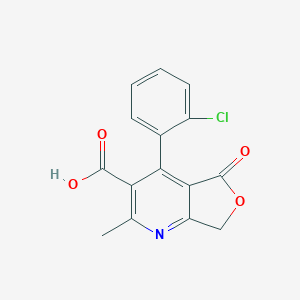 molecular formula C15H10ClNO4 B055607 4-(2-Chlorophenyl)-5,7-dihydro-2-methyl-5-oxo-furo[3,4-b]pyridine-3-carboxylic acid CAS No. 113994-39-1