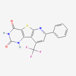 molecular formula C16H8F3N3O2S B5560710 11-phenyl-13-(trifluoromethyl)-8-thia-3,5,10-triazatricyclo[7.4.0.02,7]trideca-1(9),2(7),10,12-tetraene-4,6-dione 