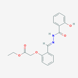 molecular formula C18H18N2O5 B5560753 ethyl 2-[2-[(E)-[(2-hydroxybenzoyl)hydrazinylidene]methyl]phenoxy]acetate 